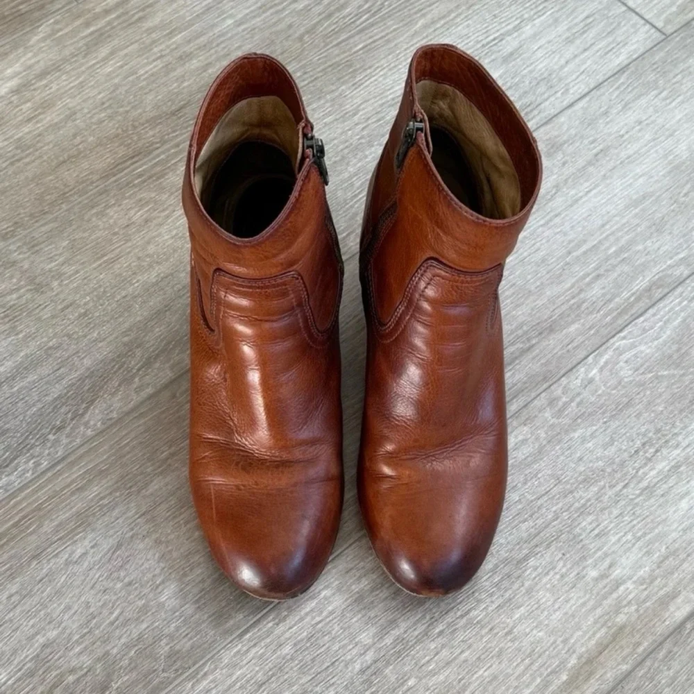 Frye Brown Leather Stella Ankle Boots Size 7.5 - Picture 4 of 10